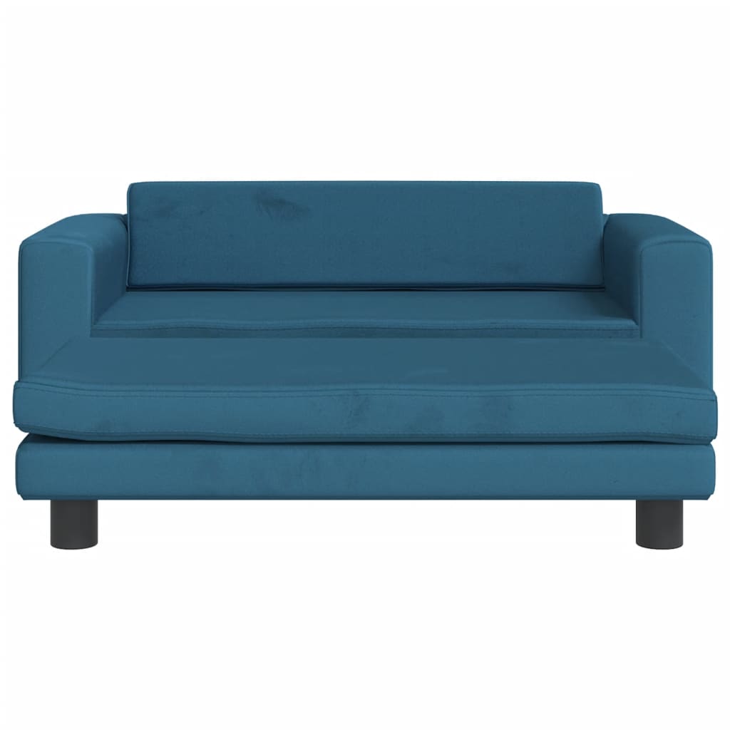 vidaXL Canapea pentru copii cu taburet albastru 100x50x30 cm catifea vidaXL Canapea pentru copii cu taburet albastru 100x50x30 cm catifea