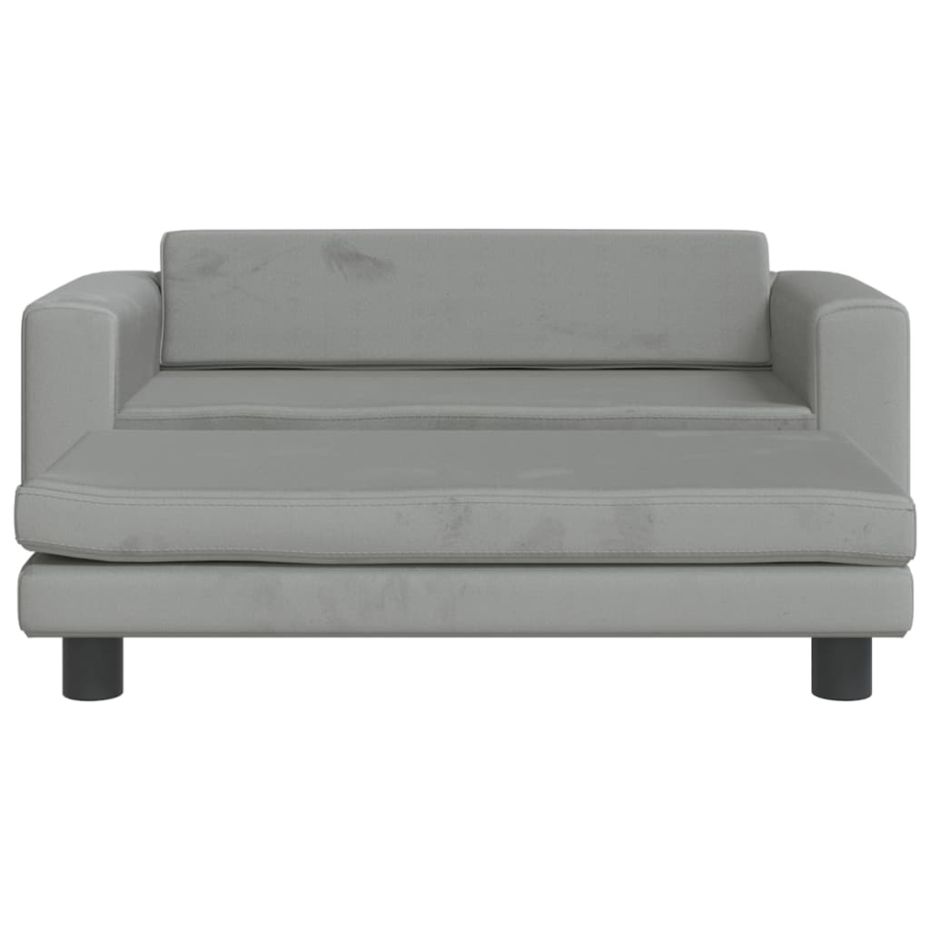 vidaXL Canapea pentru copii cu taburet gri deschis 100x50x30cm catifea vidaXL Canapea pentru copii cu taburet gri deschis 100x50x30cm catifea