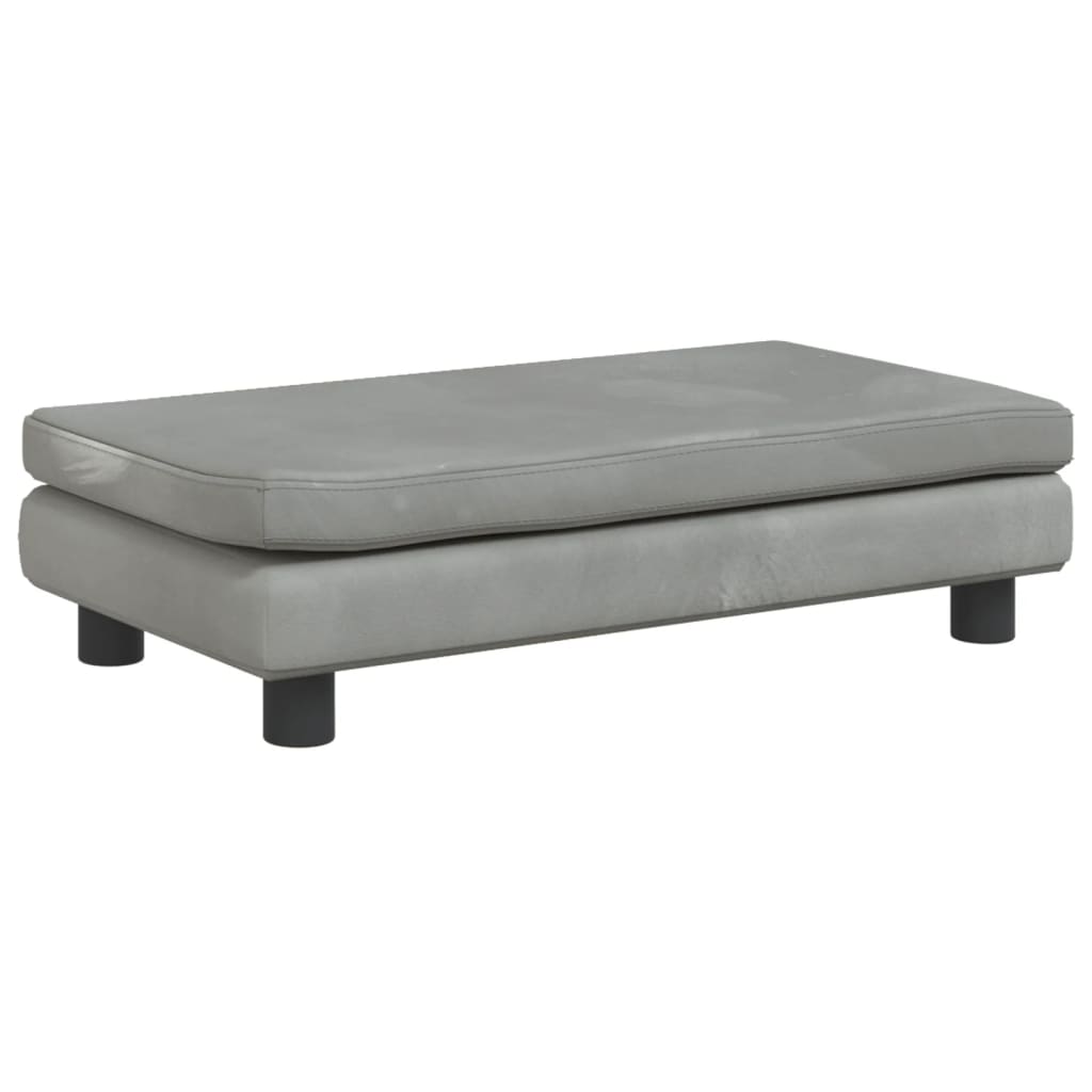 vidaXL Canapea pentru copii cu taburet gri deschis 100x50x30cm catifea vidaXL Canapea pentru copii cu taburet gri deschis 100x50x30cm catifea