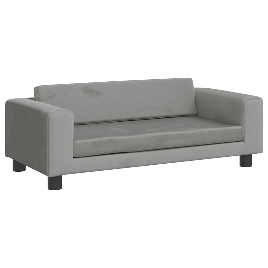 vidaXL Canapea pentru copii cu taburet gri deschis 100x50x30cm catifea vidaXL Canapea pentru copii cu taburet gri deschis 100x50x30cm catifea