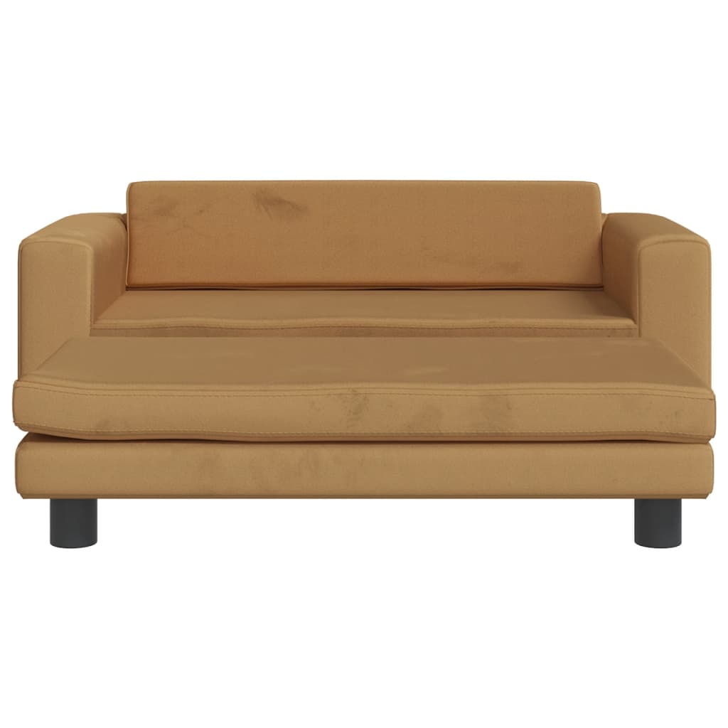 vidaXL Canapea pentru copii cu taburet maro 100x50x30 cm catifea vidaXL Canapea pentru copii cu taburet maro 100x50x30 cm catifea