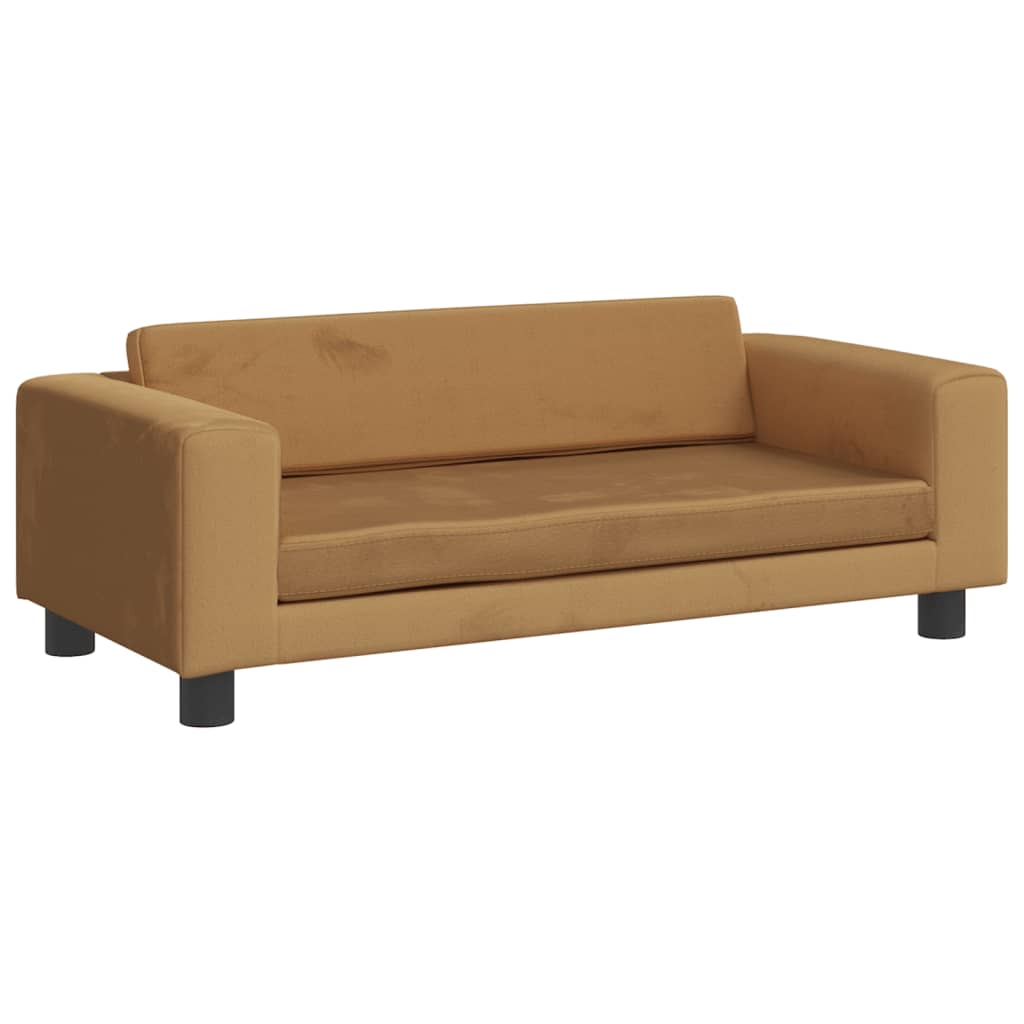 vidaXL Canapea pentru copii cu taburet maro 100x50x30 cm catifea vidaXL Canapea pentru copii cu taburet maro 100x50x30 cm catifea