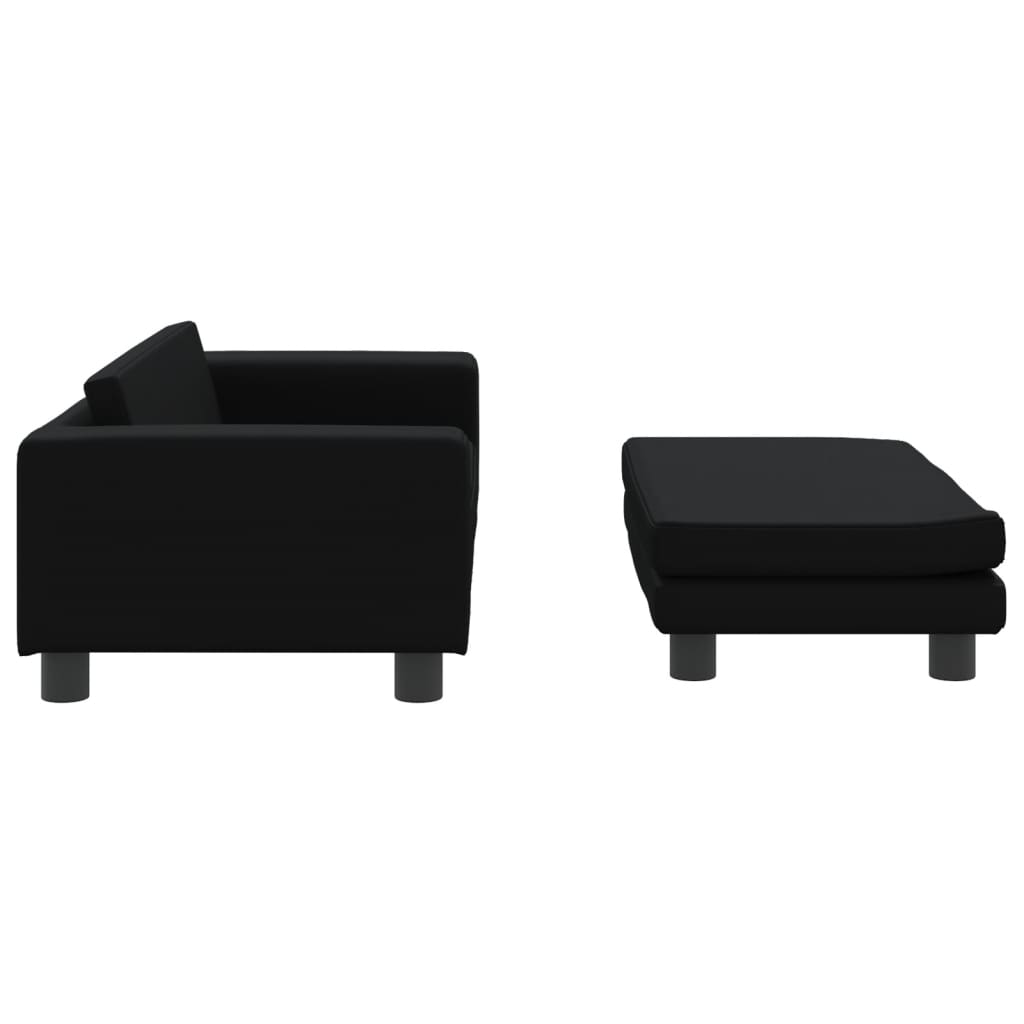vidaXL Canapea copii cu taburet negru 100x50x30cm piele ecologică vidaXL Canapea copii cu taburet negru 100x50x30cm piele ecologică