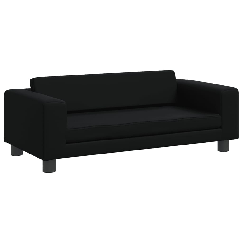 vidaXL Canapea copii cu taburet negru 100x50x30cm piele ecologică vidaXL Canapea copii cu taburet negru 100x50x30cm piele ecologică