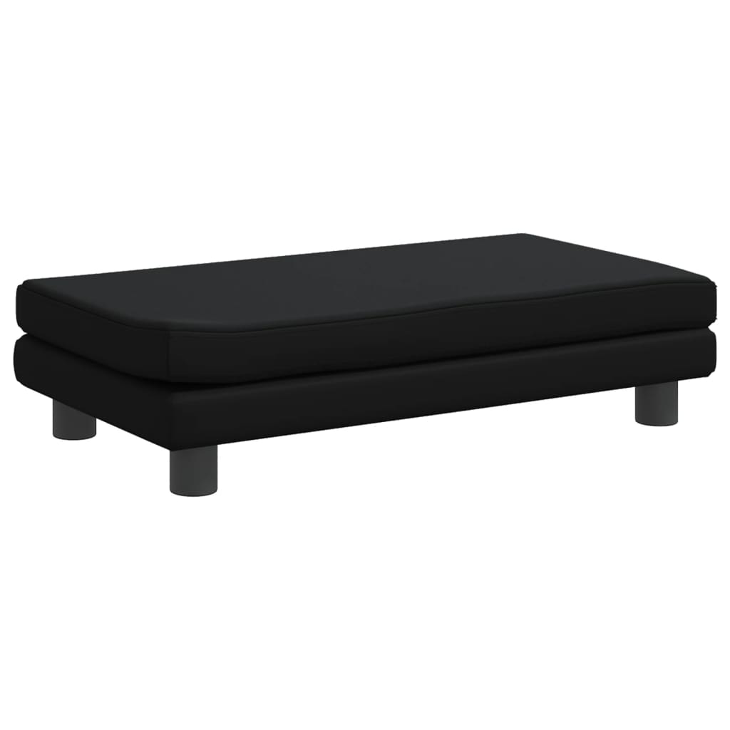 vidaXL Canapea copii cu taburet negru 100x50x30cm piele ecologică vidaXL Canapea copii cu taburet negru 100x50x30cm piele ecologică