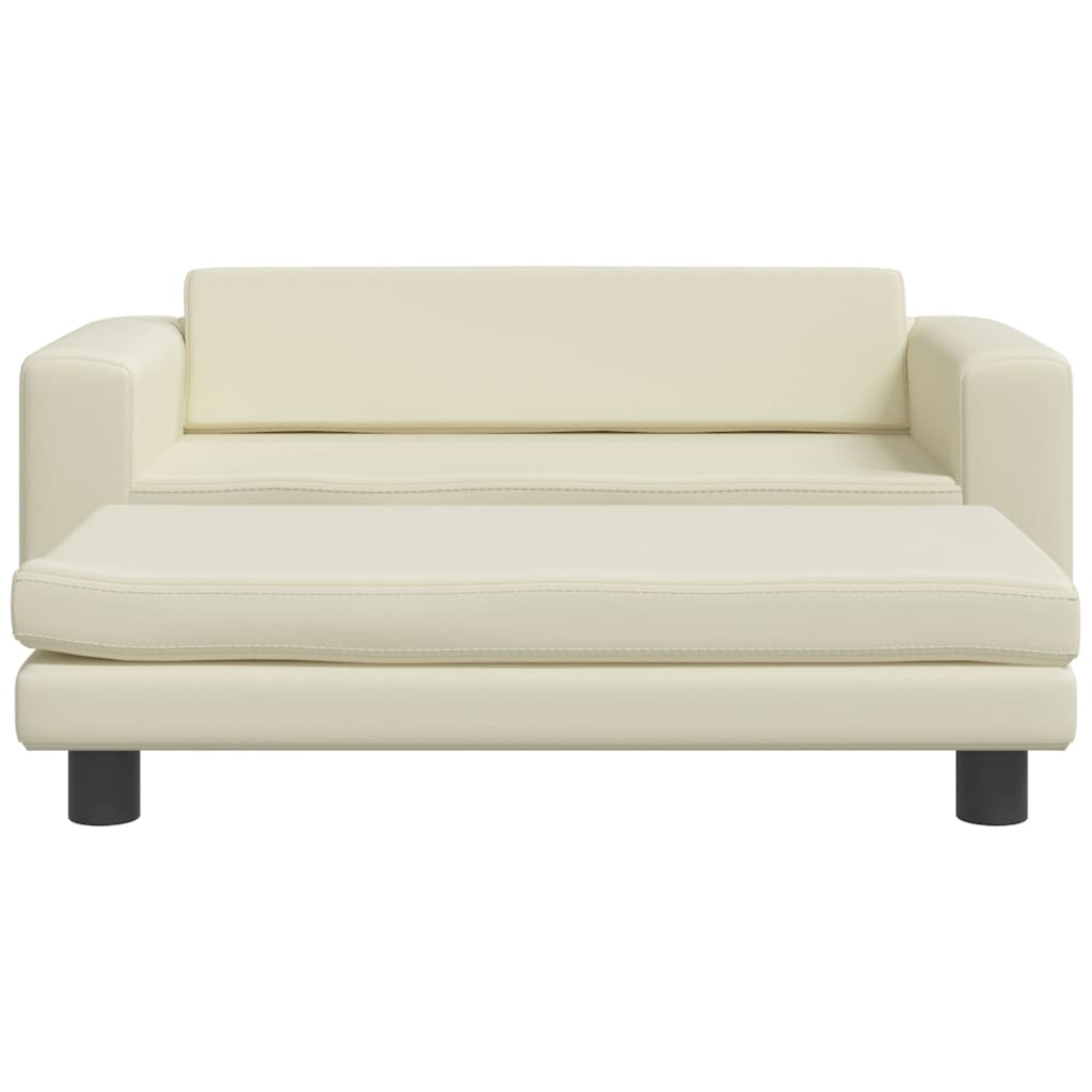 vidaXL Canapea copii cu taburet crem 100x50x30cm piele ecologică vidaXL Canapea copii cu taburet crem 100x50x30cm piele ecologică