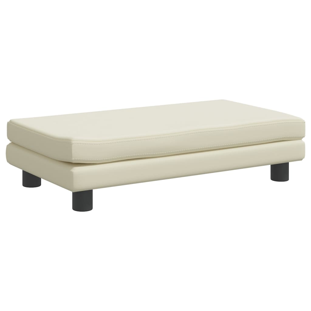 vidaXL Canapea copii cu taburet crem 100x50x30cm piele ecologică vidaXL Canapea copii cu taburet crem 100x50x30cm piele ecologică