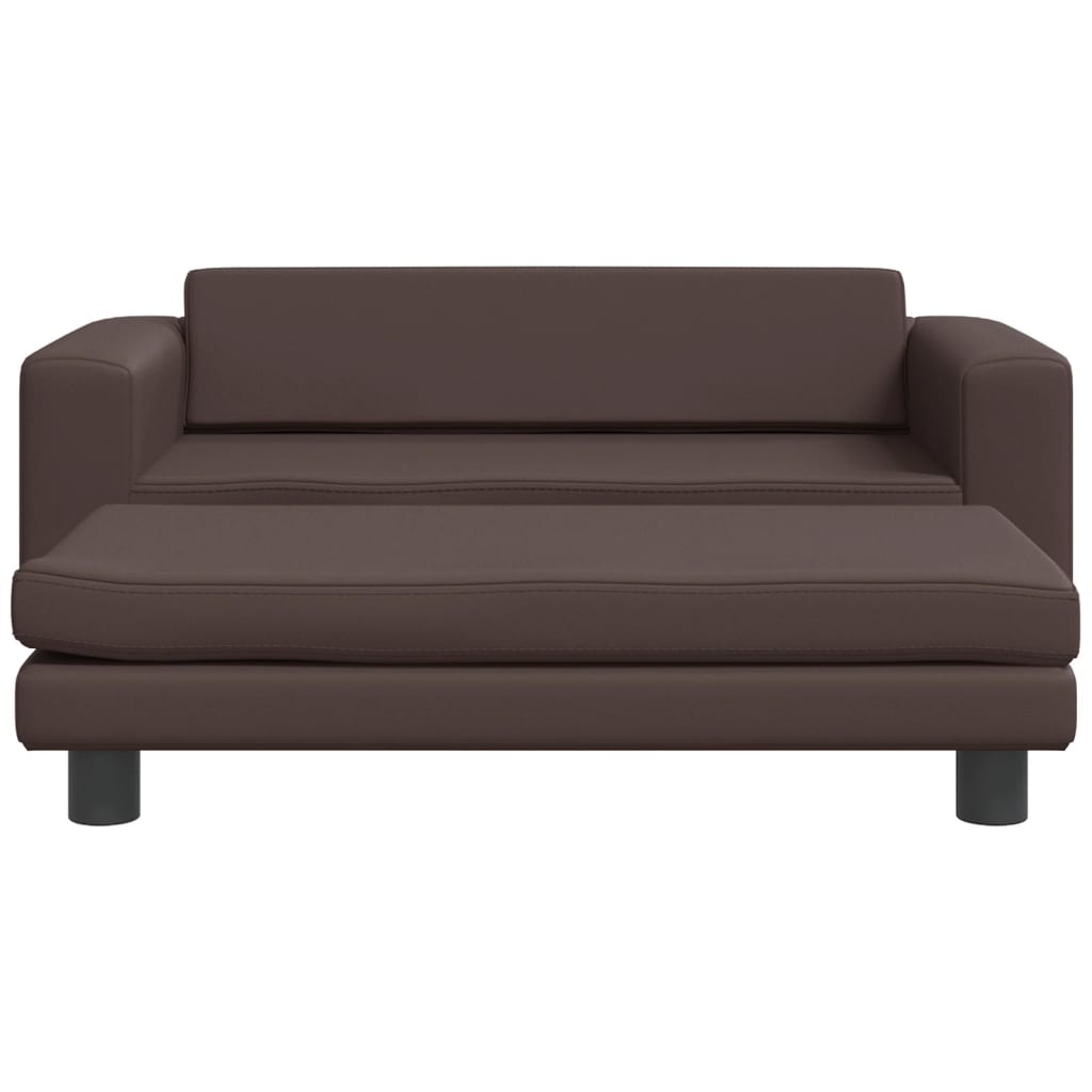 vidaXL Canapea copii cu taburet maro 100x50x30cm piele ecologică vidaXL Canapea copii cu taburet maro 100x50x30cm piele ecologică