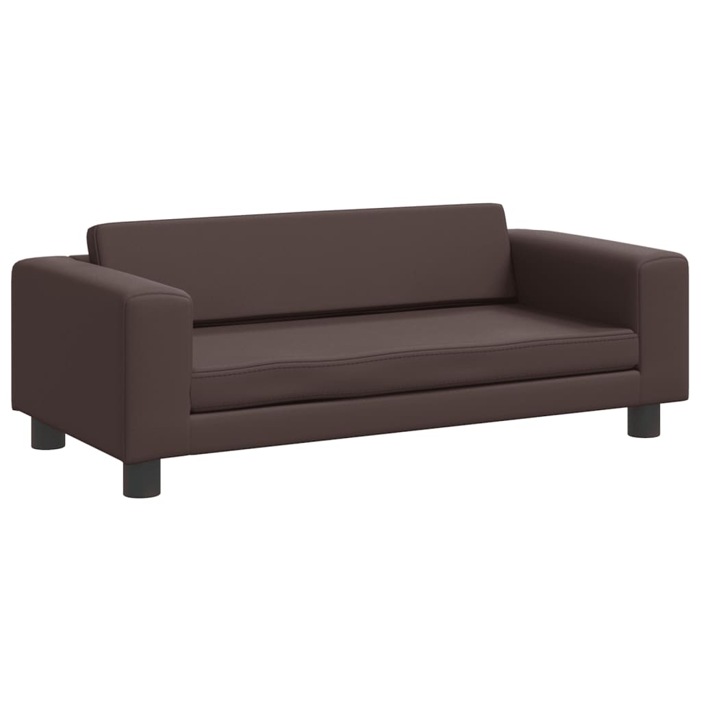 vidaXL Canapea copii cu taburet maro 100x50x30cm piele ecologică vidaXL Canapea copii cu taburet maro 100x50x30cm piele ecologică