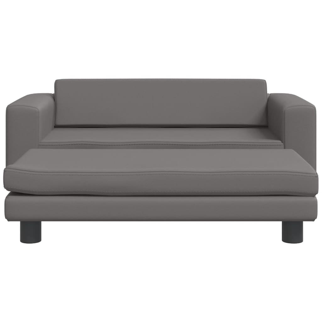 vidaXL Canapea copii cu taburet gri 100x50x30cm piele ecologică vidaXL Canapea copii cu taburet gri 100x50x30cm piele ecologică