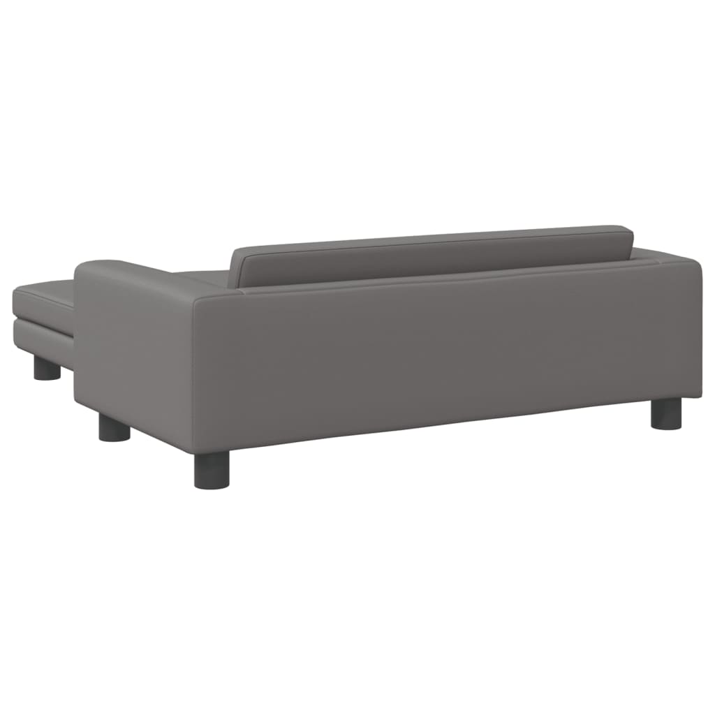 vidaXL Canapea copii cu taburet gri 100x50x30cm piele ecologică vidaXL Canapea copii cu taburet gri 100x50x30cm piele ecologică