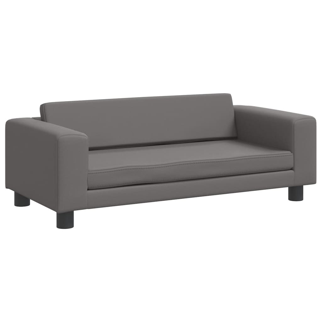 vidaXL Canapea copii cu taburet gri 100x50x30cm piele ecologică vidaXL Canapea copii cu taburet gri 100x50x30cm piele ecologică