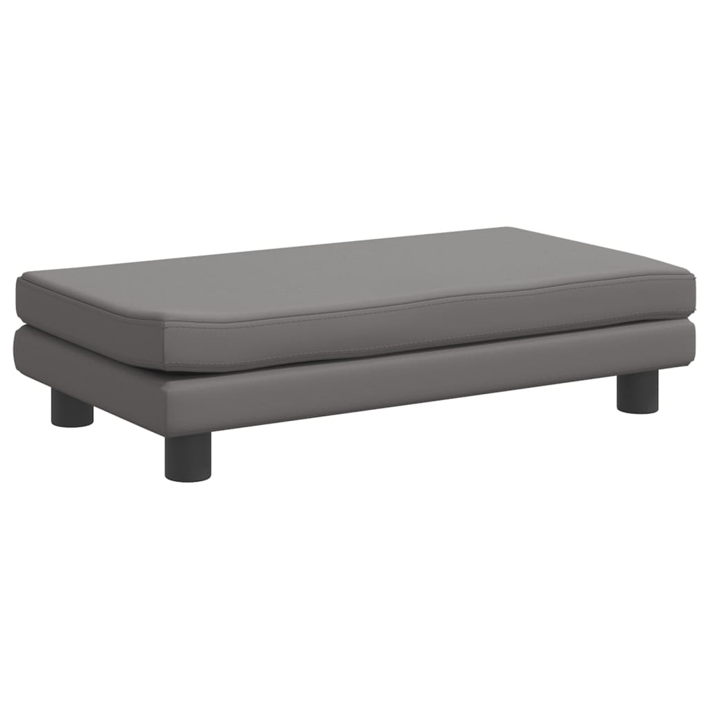 vidaXL Canapea copii cu taburet gri 100x50x30cm piele ecologică vidaXL Canapea copii cu taburet gri 100x50x30cm piele ecologică