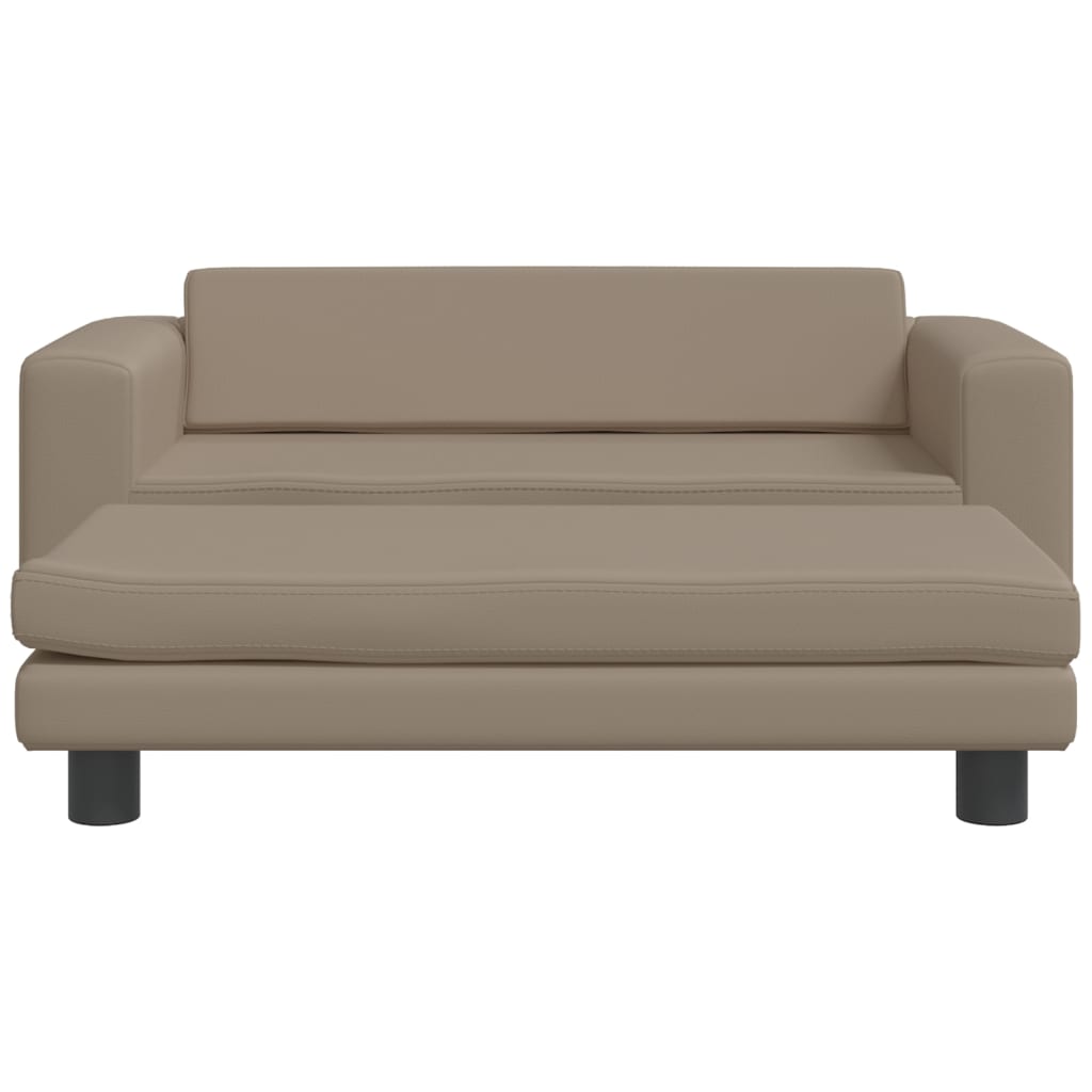 vidaXL Canapea copii cu taburet cappuccino 100x50x30cm piele ecologică vidaXL Canapea copii cu taburet cappuccino 100x50x30cm piele ecologică
