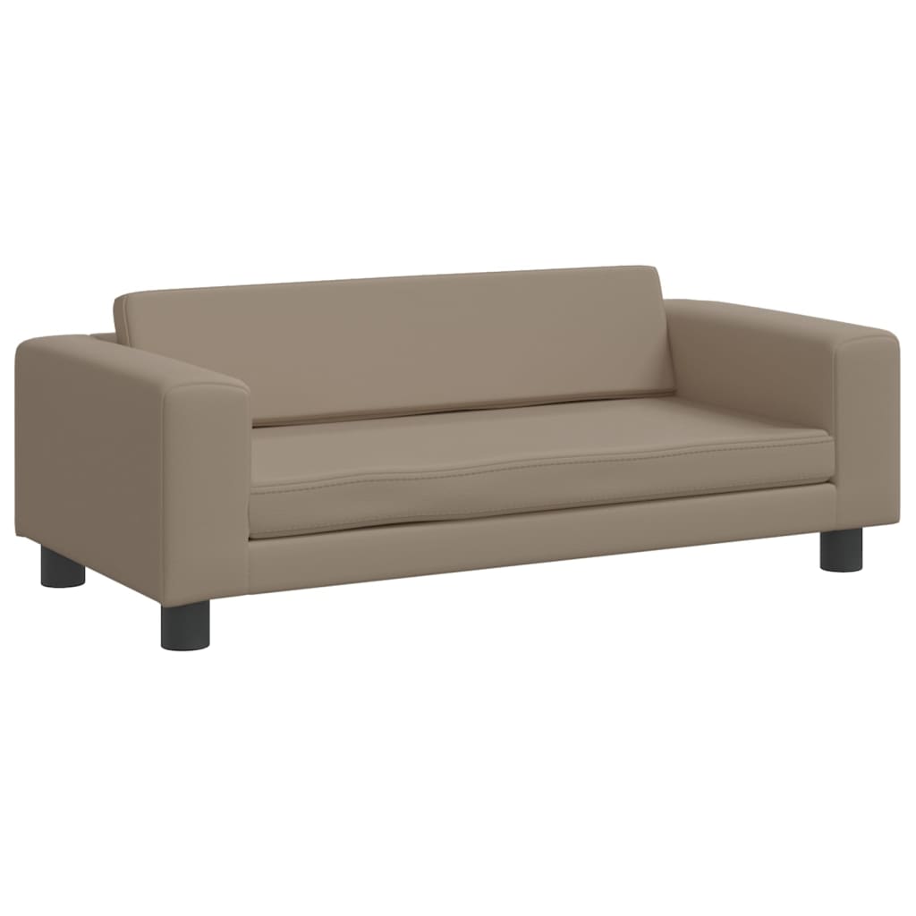 vidaXL Canapea copii cu taburet cappuccino 100x50x30cm piele ecologică vidaXL Canapea copii cu taburet cappuccino 100x50x30cm piele ecologică