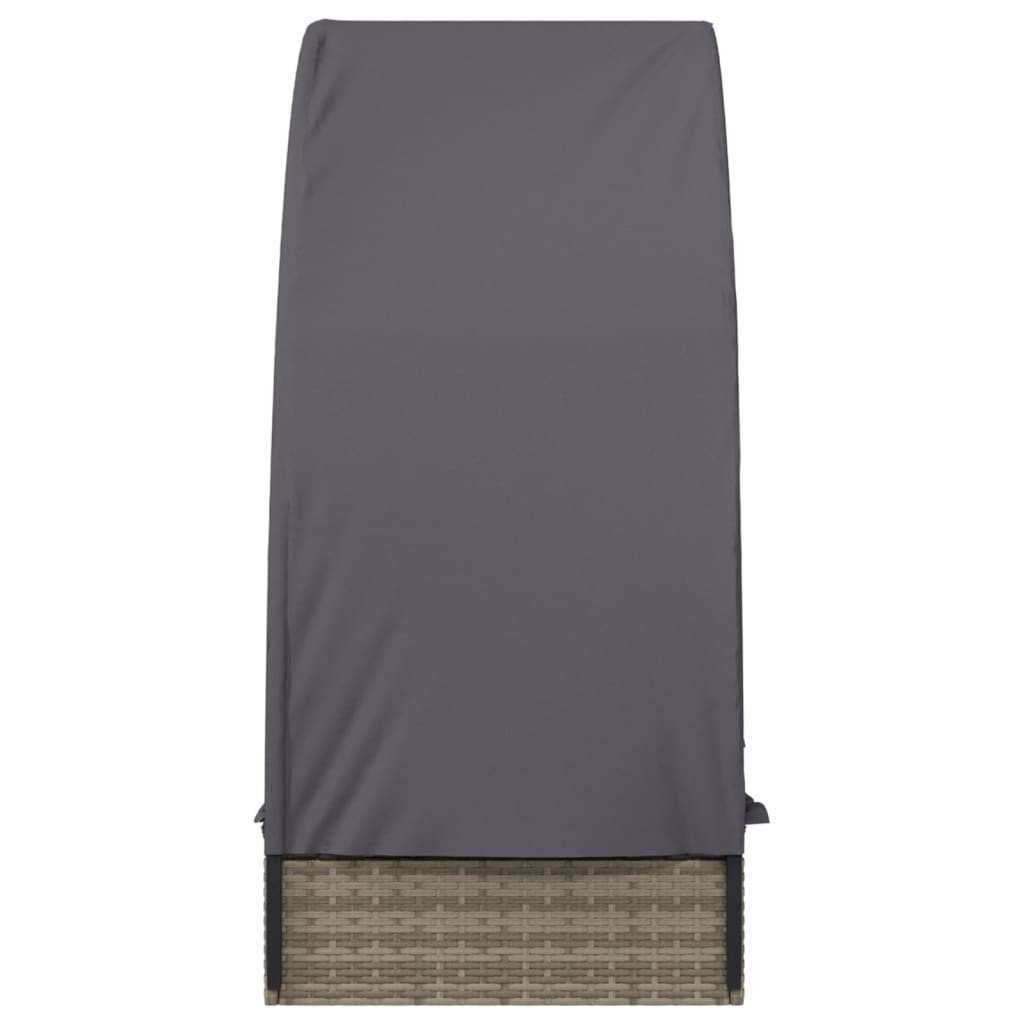 vidaXL Șezlong cu acoperiș rotund, gri, 211x57x140 cm, poliratan vidaXL Șezlong cu acoperiș rotund, gri, 211x57x140 cm, poliratan