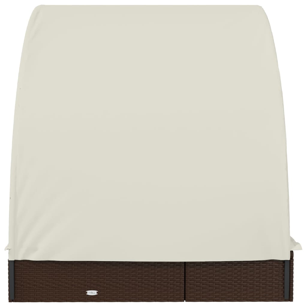vidaXL Șezlong 2 persoane acoperiș rotund maro 211x112x140cm poliratan vidaXL Șezlong 2 persoane acoperiș rotund maro 211x112x140cm poliratan