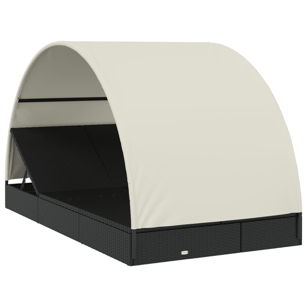 vidaXL Șezlong 2 pers. acoperiș rotund negru 211x112x140 cm poliratan vidaXL Șezlong 2 pers. acoperiș rotund negru 211x112x140 cm poliratan