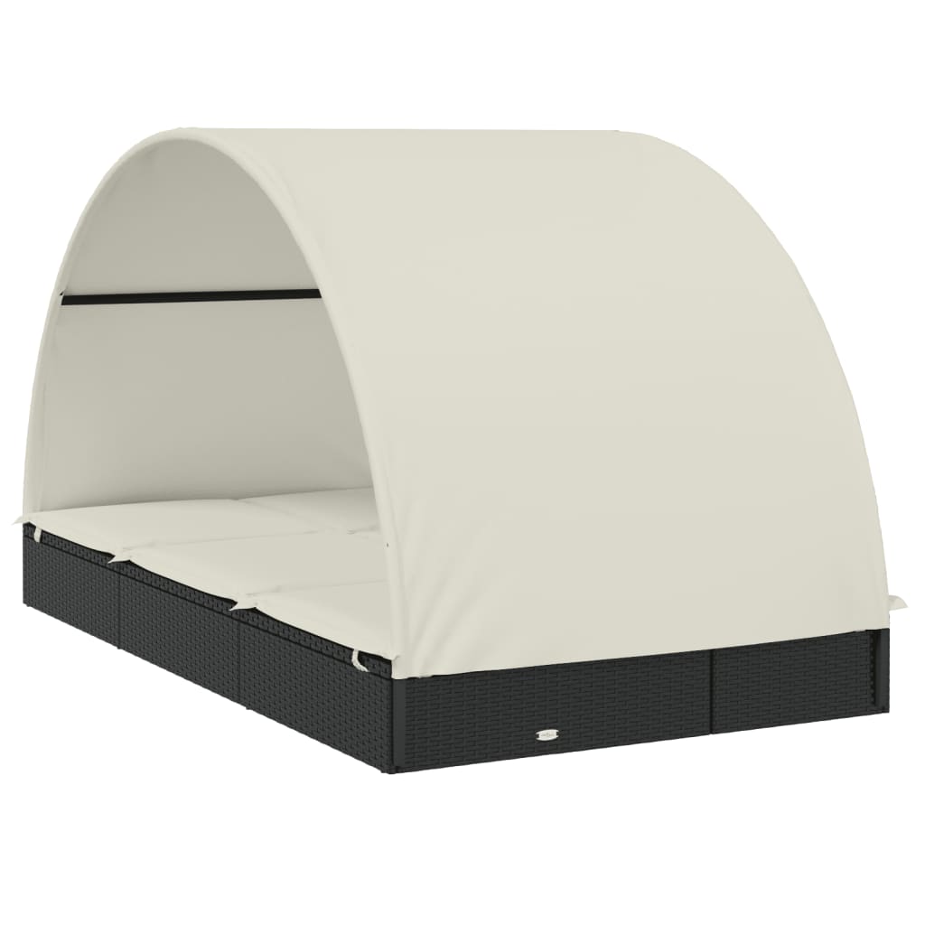 vidaXL Șezlong 2 pers. acoperiș rotund negru 211x112x140 cm poliratan vidaXL Șezlong 2 pers. acoperiș rotund negru 211x112x140 cm poliratan