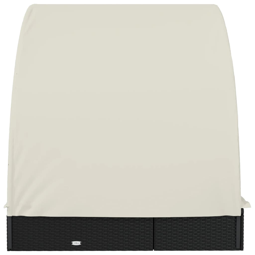 vidaXL Șezlong 2 pers. acoperiș rotund negru 211x112x140 cm poliratan vidaXL Șezlong 2 pers. acoperiș rotund negru 211x112x140 cm poliratan