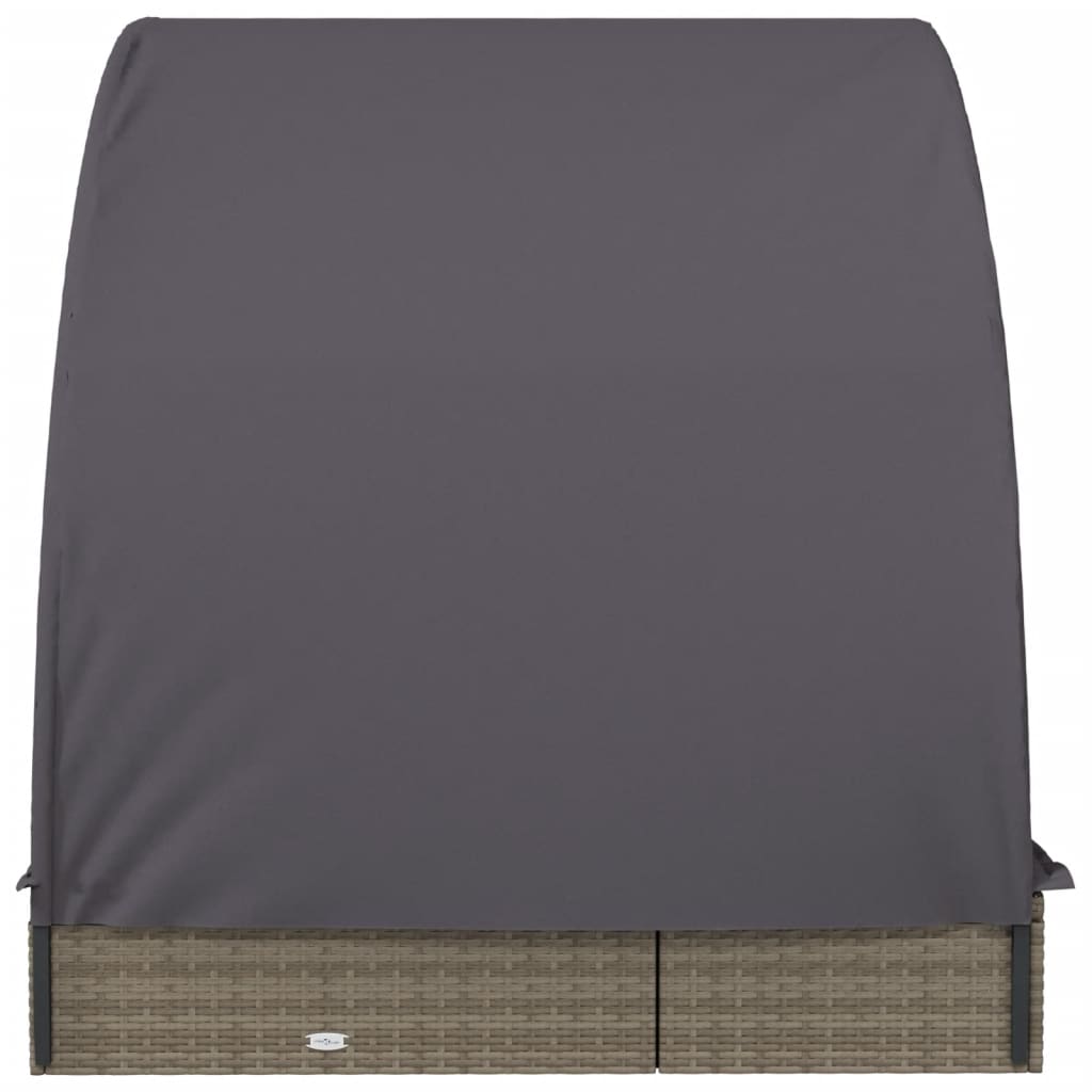 vidaXL Șezlong 2 persoane acoperiș rotund gri 211x112x140 cm poliratan vidaXL Șezlong 2 persoane acoperiș rotund gri 211x112x140 cm poliratan