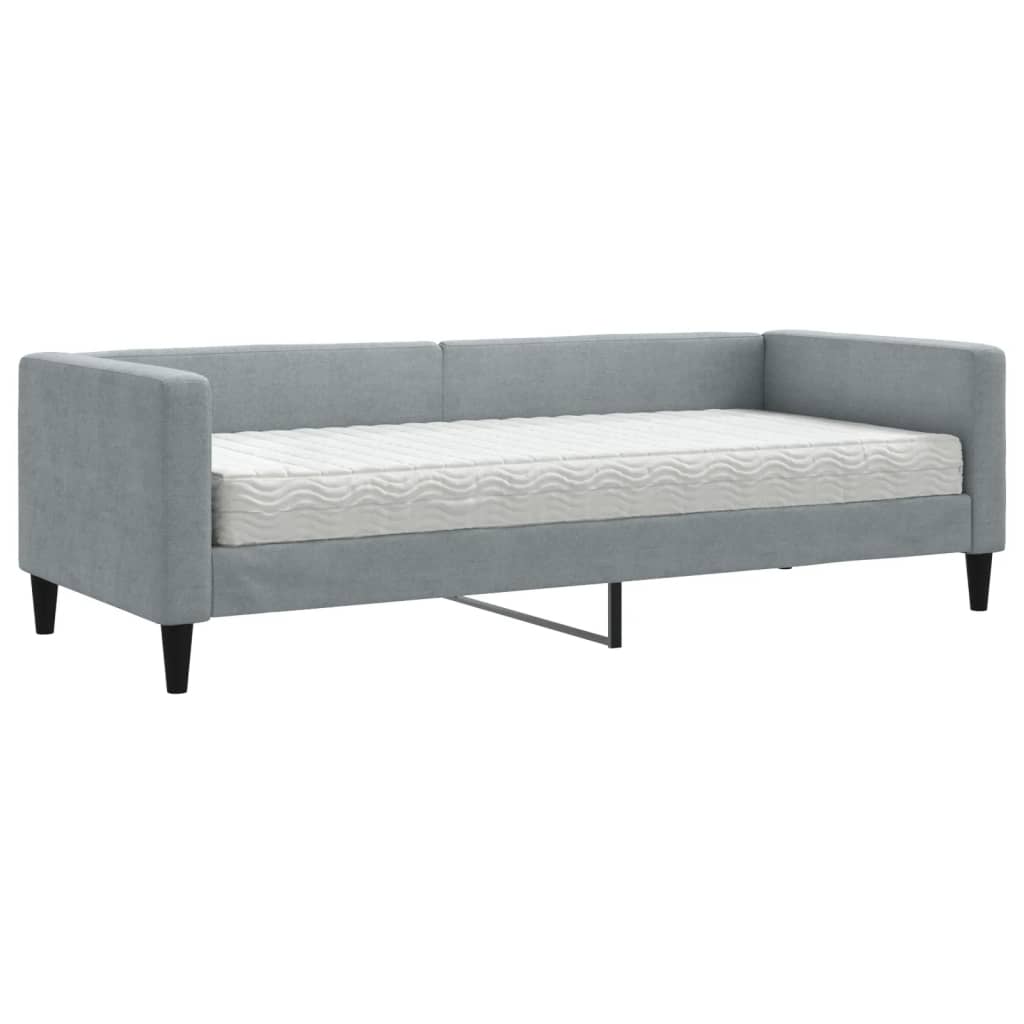 vidaXL Pat de zi cu saltea, gri deschis, 80x200 cm, textil