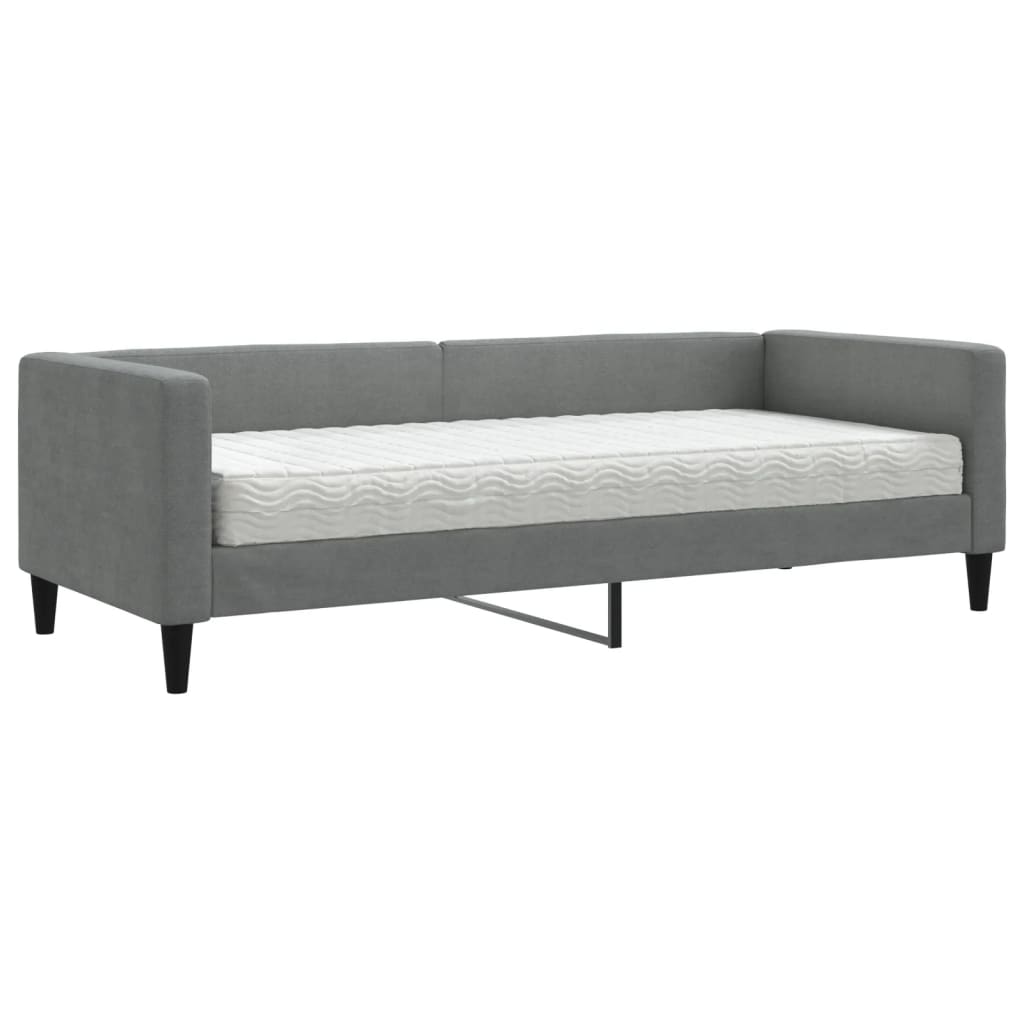 vidaXL Pat de zi cu saltea, gri închis, 80x200 cm, textil