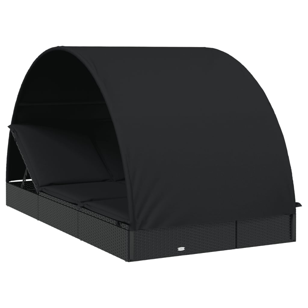 vidaXL Șezlong 2 pers. acoperiș rotund negru 211x112x140 cm poliratan vidaXL Șezlong 2 pers. acoperiș rotund negru 211x112x140 cm poliratan