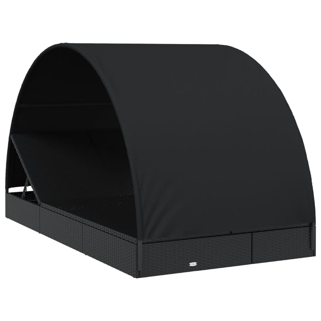 vidaXL Șezlong 2 pers. acoperiș rotund negru 211x112x140 cm poliratan vidaXL Șezlong 2 pers. acoperiș rotund negru 211x112x140 cm poliratan