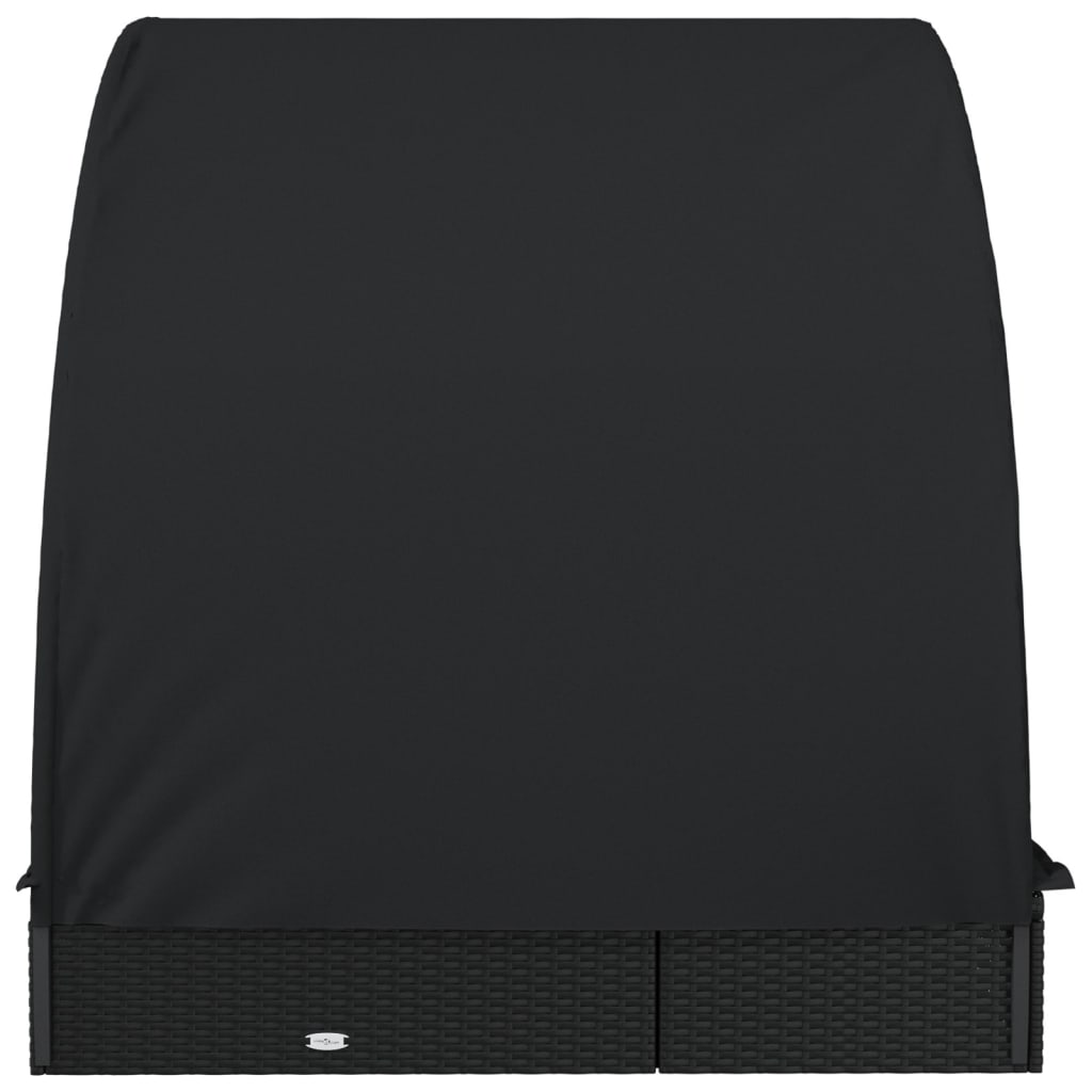 vidaXL Șezlong 2 pers. acoperiș rotund negru 211x112x140 cm poliratan vidaXL Șezlong 2 pers. acoperiș rotund negru 211x112x140 cm poliratan