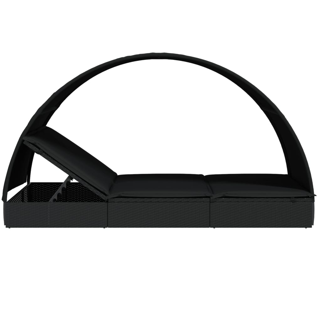vidaXL Șezlong 2 pers. acoperiș rotund negru 211x112x140 cm poliratan vidaXL Șezlong 2 pers. acoperiș rotund negru 211x112x140 cm poliratan