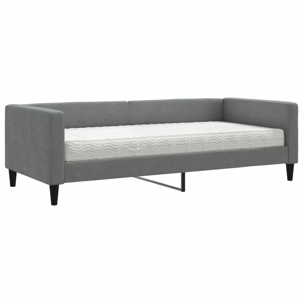 vidaXL Pat de zi cu saltea, gri închis, 90x200 cm, textil
