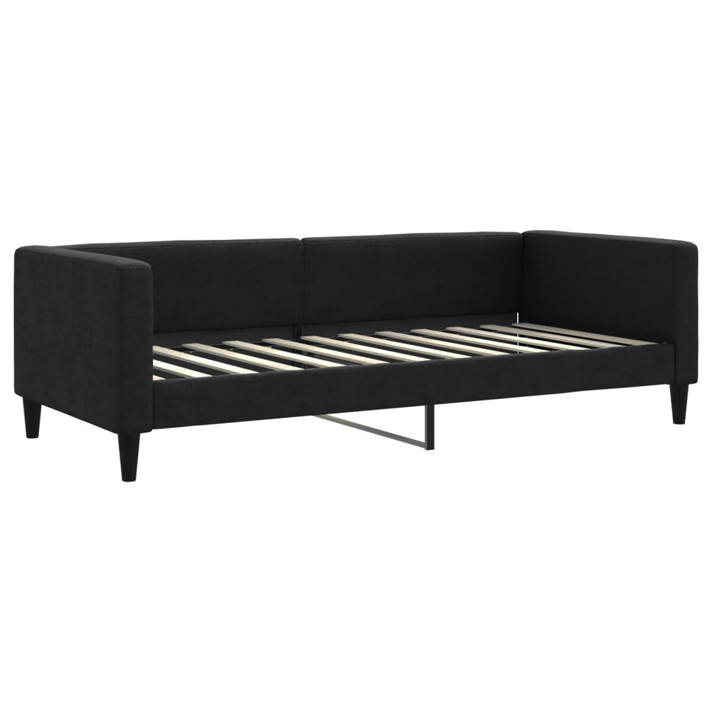 vidaXL Pat de zi cu saltea, negru, 90x200 cm, textil