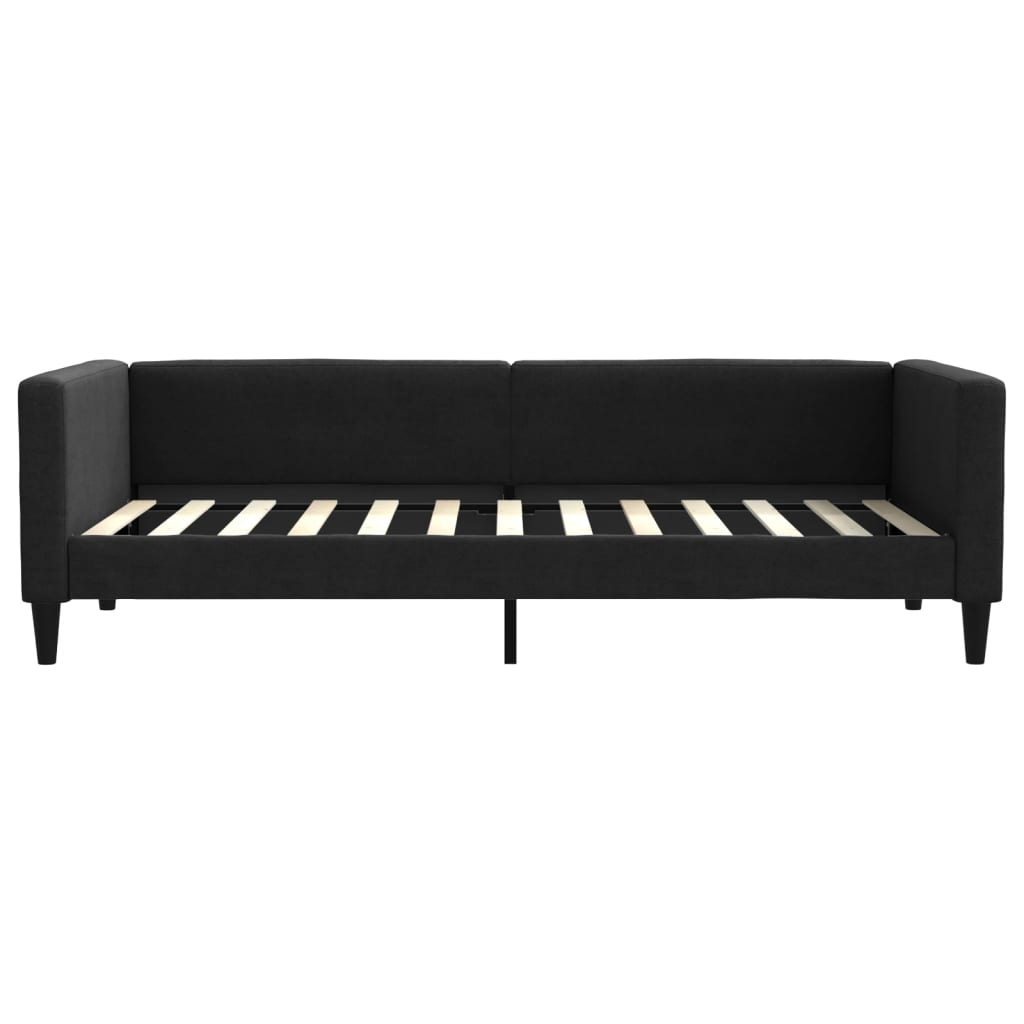 vidaXL Pat de zi cu saltea, negru, 90x200 cm, textil
