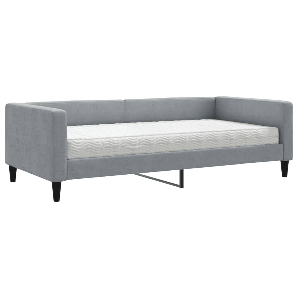 vidaXL Pat de zi cu saltea, gri deschis, 100x200 cm, textil