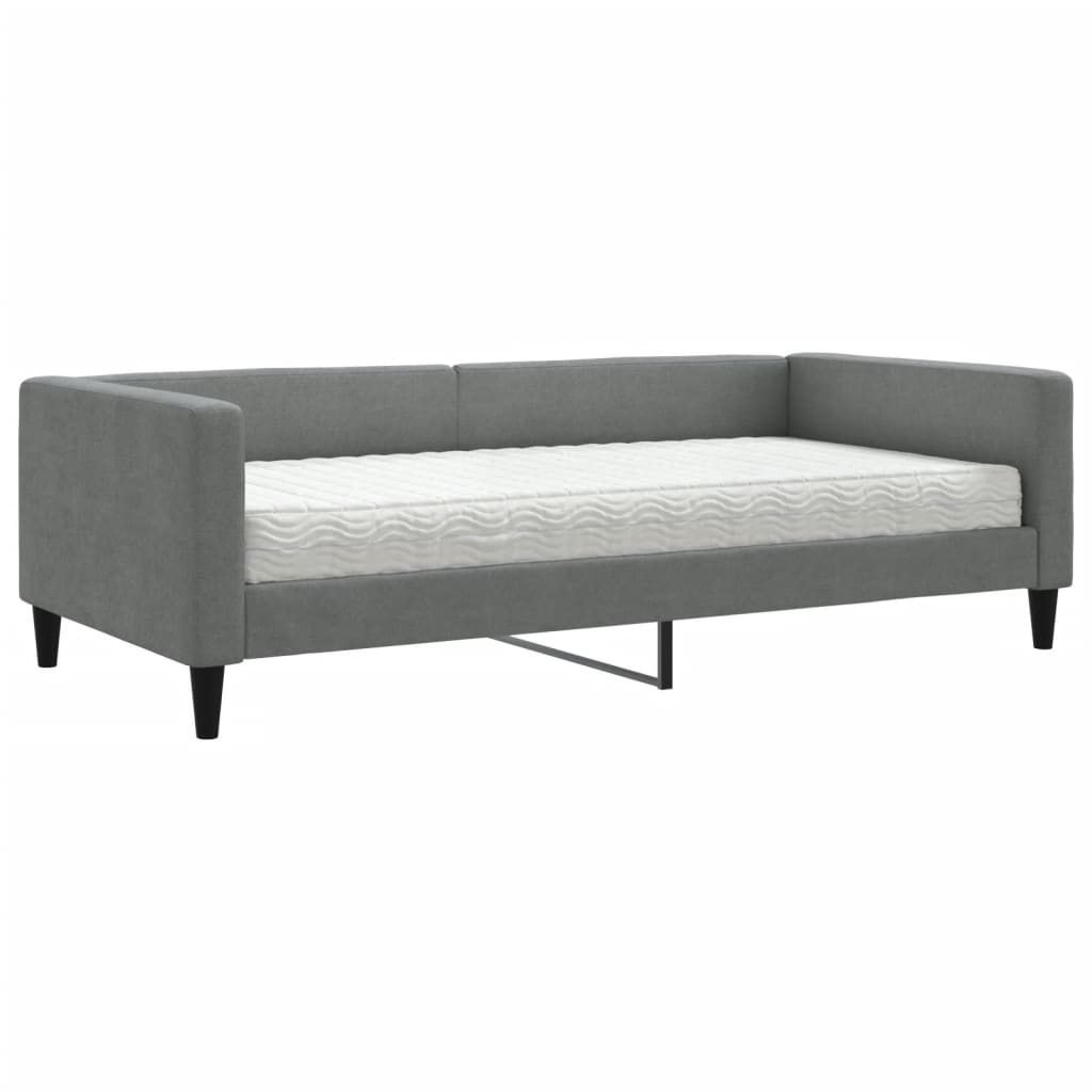 vidaXL Pat de zi cu saltea, gri închis, 100x200 cm, textil