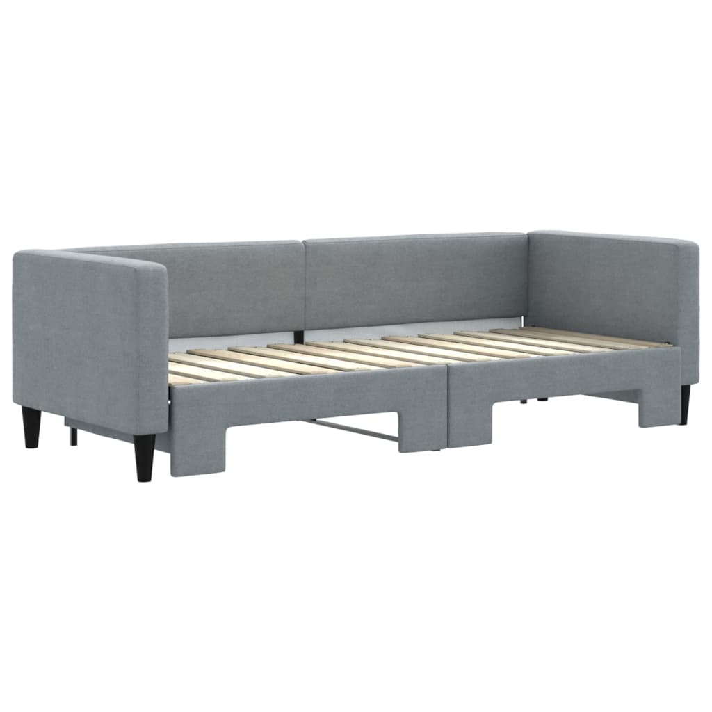 vidaXL Pat de zi cu extensie, gri deschis, 80x200 cm, textil vidaXL Pat de zi cu extensie, gri deschis, 80x200 cm, textil