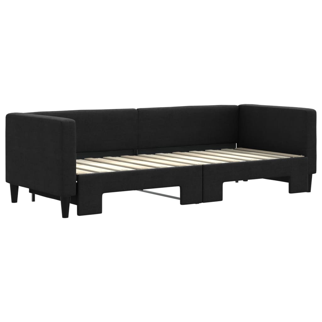 vidaXL Pat de zi cu extensie, negru, 80x200 cm, textil vidaXL Pat de zi cu extensie, negru, 80x200 cm, textil