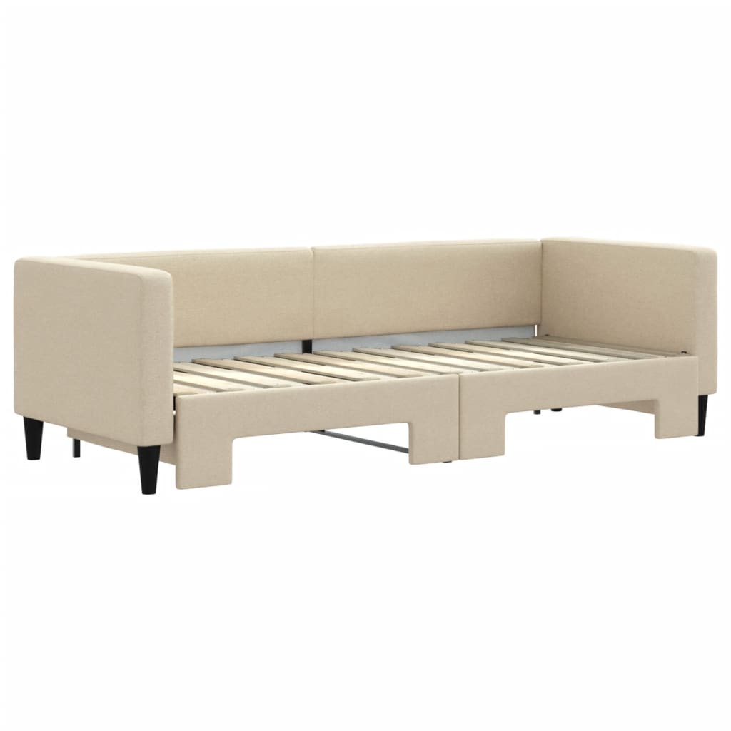 vidaXL Pat de zi cu extensie, crem, 80x200 cm, textil