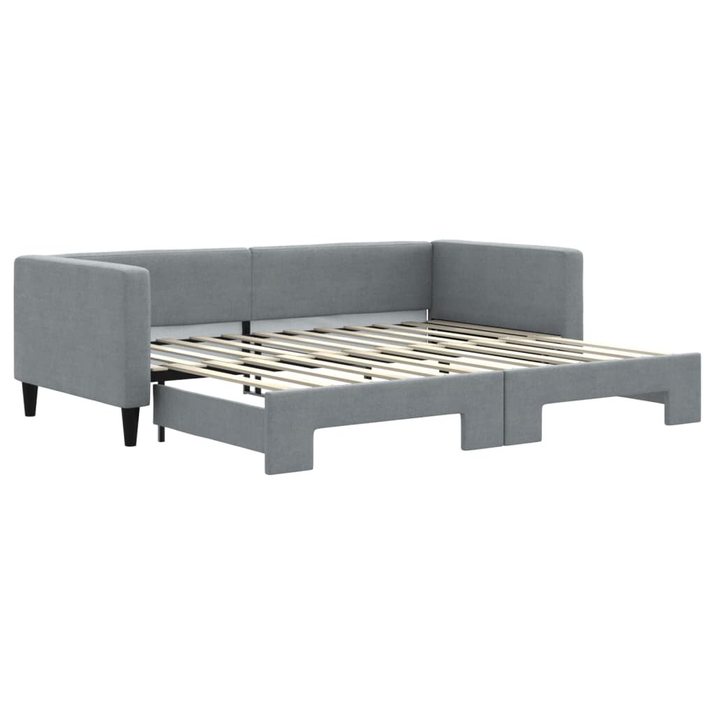 vidaXL Pat de zi cu extensie, gri deschis, 90x200 cm, textil vidaXL Pat de zi cu extensie, gri deschis, 90x200 cm, textil