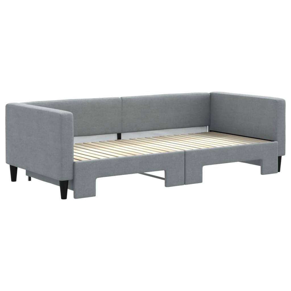 vidaXL Pat de zi cu extensie, gri deschis, 90x200 cm, textil vidaXL Pat de zi cu extensie, gri deschis, 90x200 cm, textil