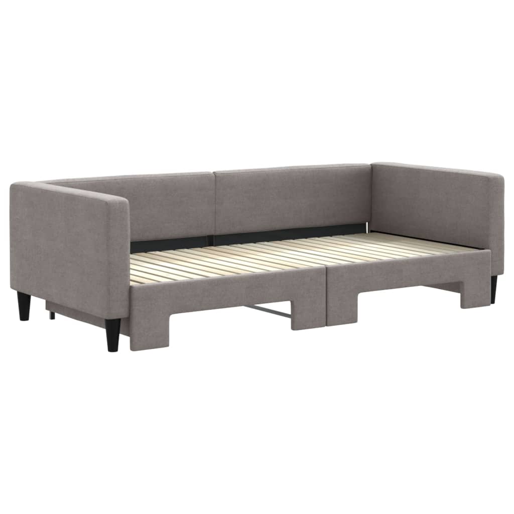 vidaXL Pat de zi cu extensie, gri taupe, 90x200 cm, textil
