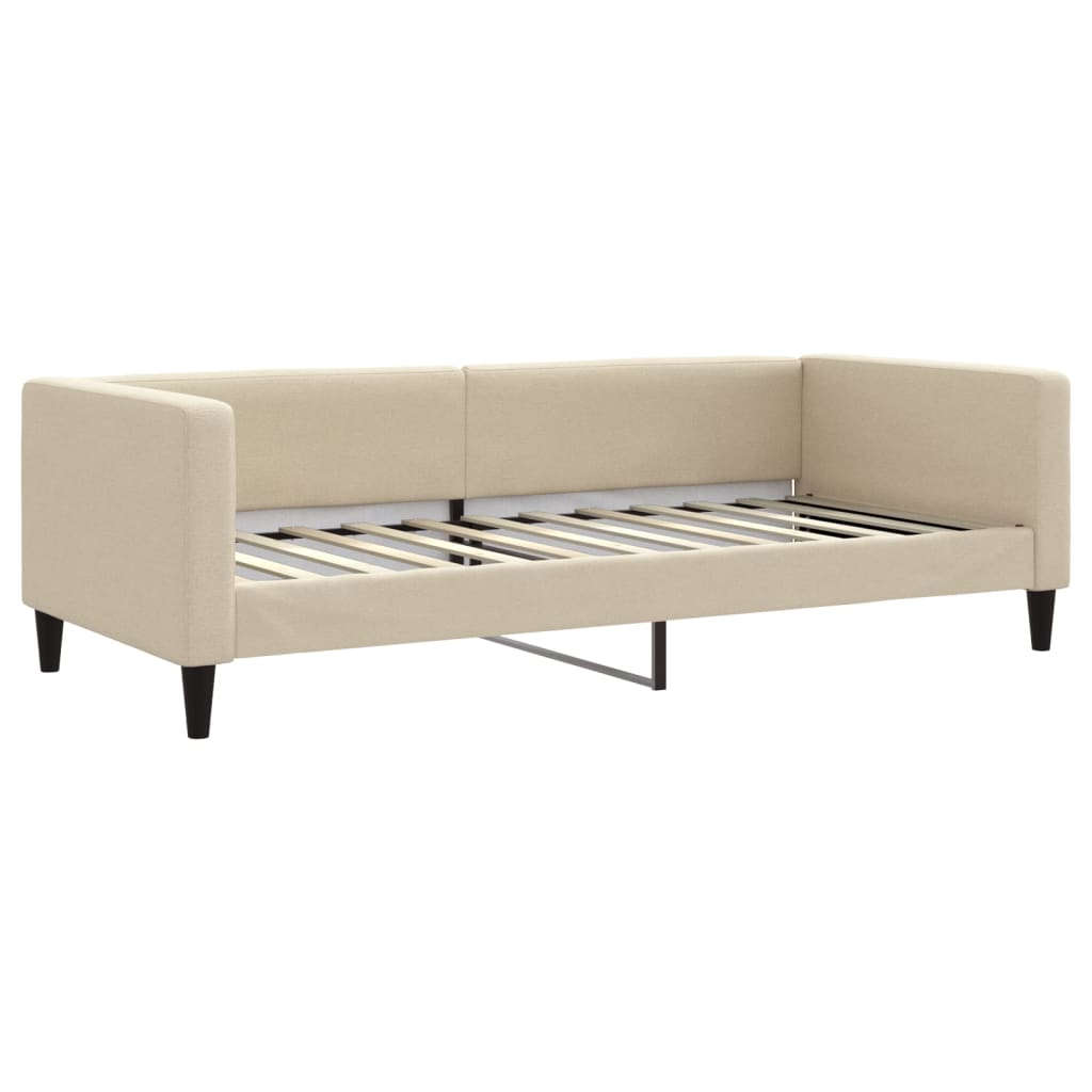 vidaXL Pat de zi cu extensie, crem, 90x200 cm, textil vidaXL Pat de zi cu extensie, crem, 90x200 cm, textil