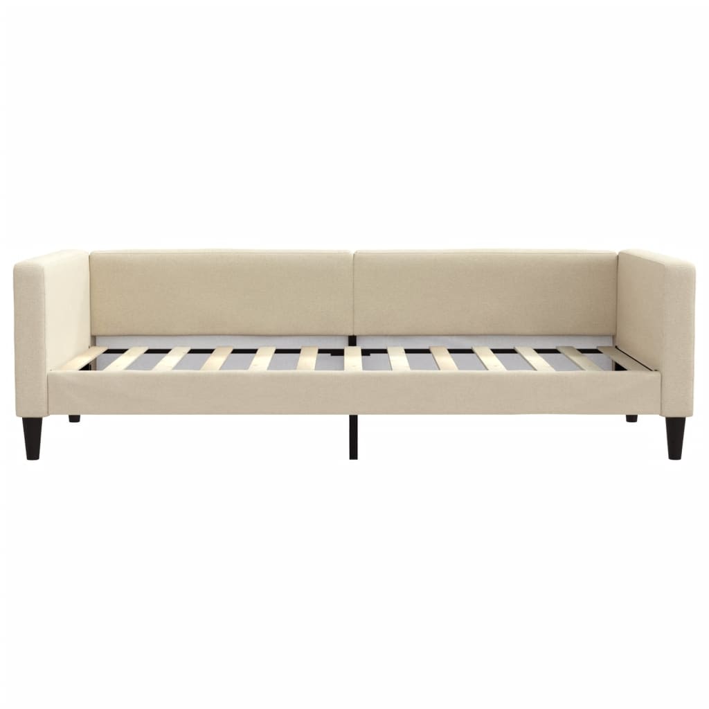 vidaXL Pat de zi cu extensie, crem, 90x200 cm, textil vidaXL Pat de zi cu extensie, crem, 90x200 cm, textil