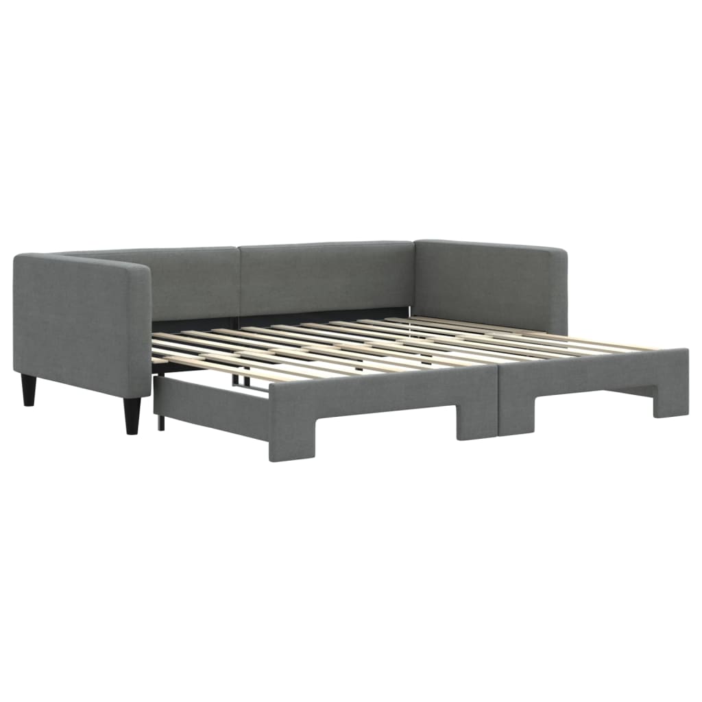 vidaXL Pat de zi cu extensie, gri închis, 100x200 cm, textil vidaXL Pat de zi cu extensie, gri închis, 100x200 cm, textil