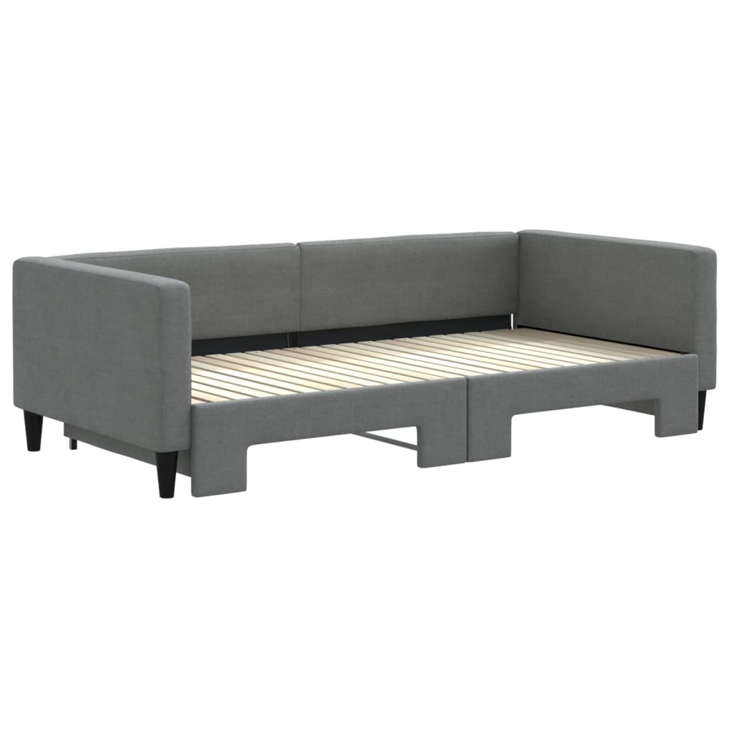 vidaXL Pat de zi cu extensie, gri închis, 100x200 cm, textil vidaXL Pat de zi cu extensie, gri închis, 100x200 cm, textil