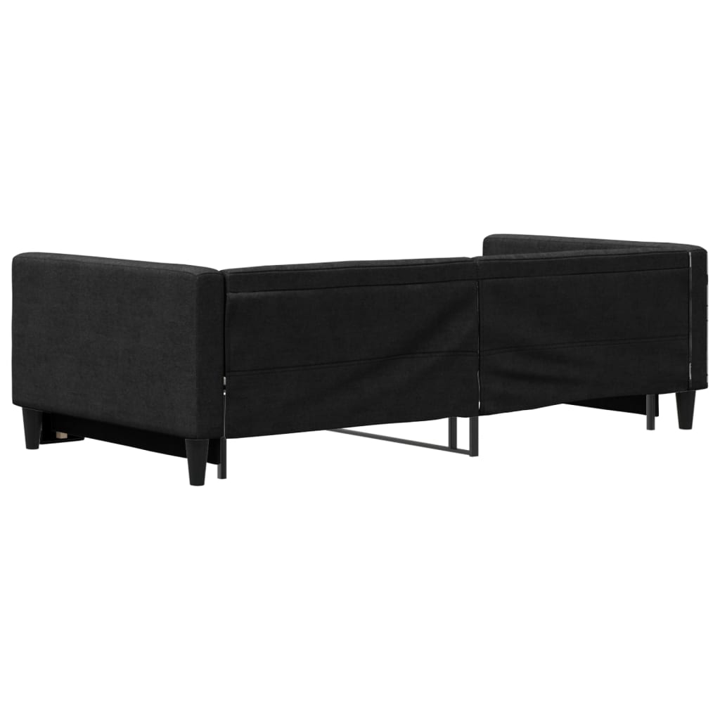 vidaXL Pat de zi cu extensie, negru, 100x200 cm, textil