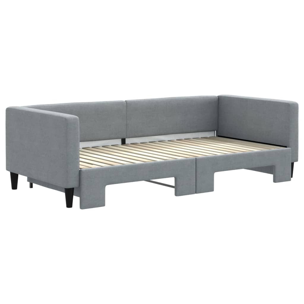 vidaXL Pat de zi cu extensie, gri deschis, 90x190 cm, textil vidaXL Pat de zi cu extensie, gri deschis, 90x190 cm, textil