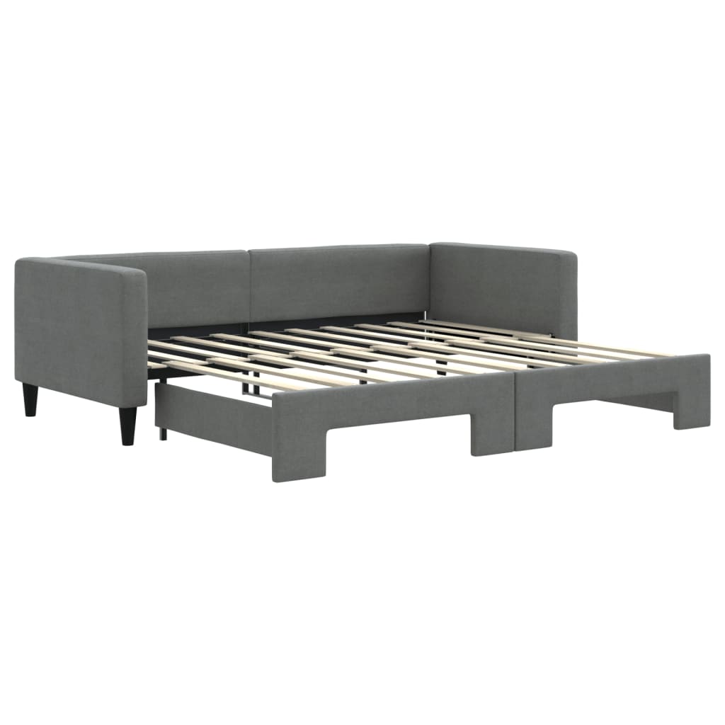 vidaXL Pat de zi cu extensie, gri închis, 90x190 cm, textil vidaXL Pat de zi cu extensie, gri închis, 90x190 cm, textil