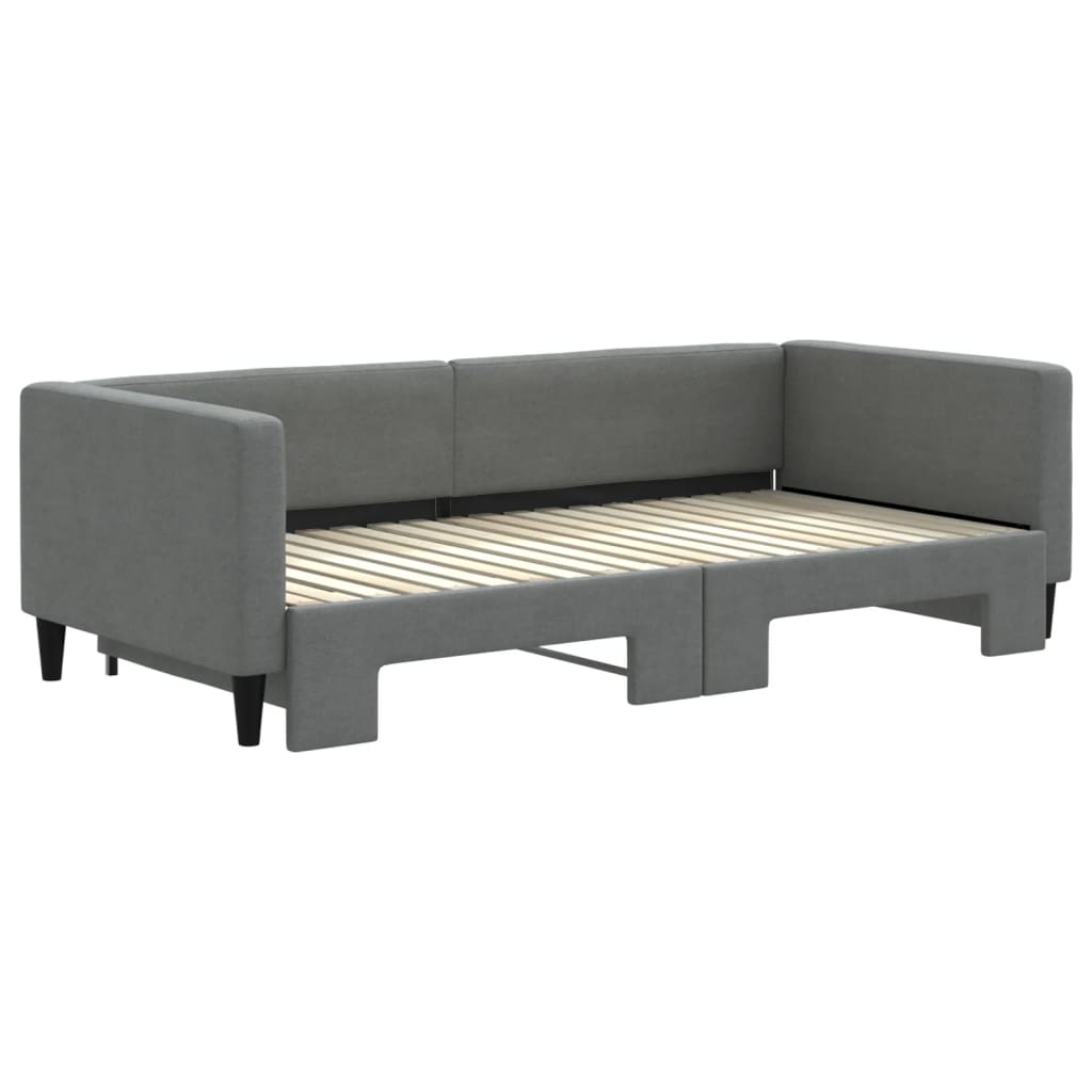 vidaXL Pat de zi cu extensie, gri închis, 90x190 cm, textil vidaXL Pat de zi cu extensie, gri închis, 90x190 cm, textil